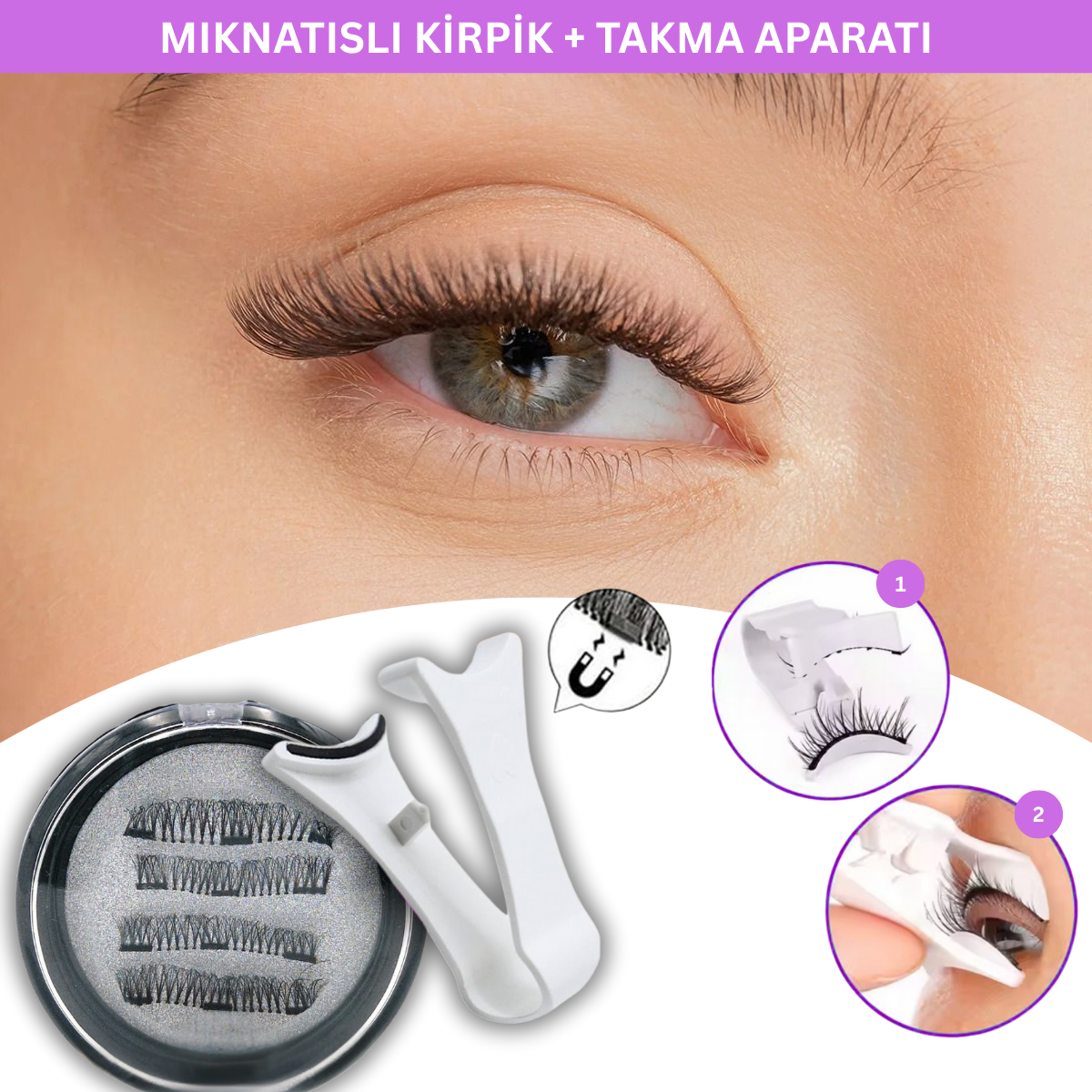 Kirpiklen™ Mıknatıslı Takma Kirpik Seti