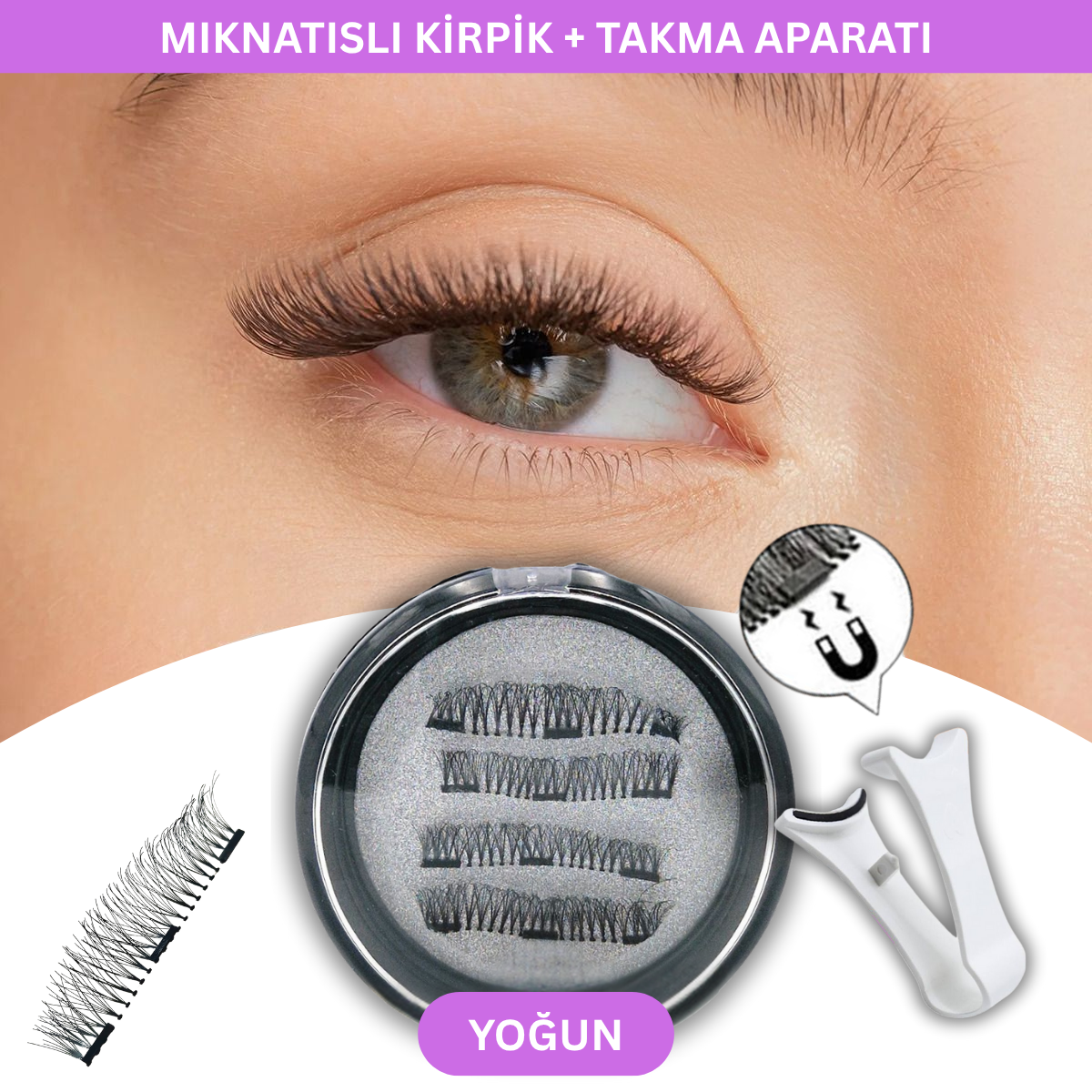 Kirpiklen™ Mıknatıslı Takma Kirpik Seti