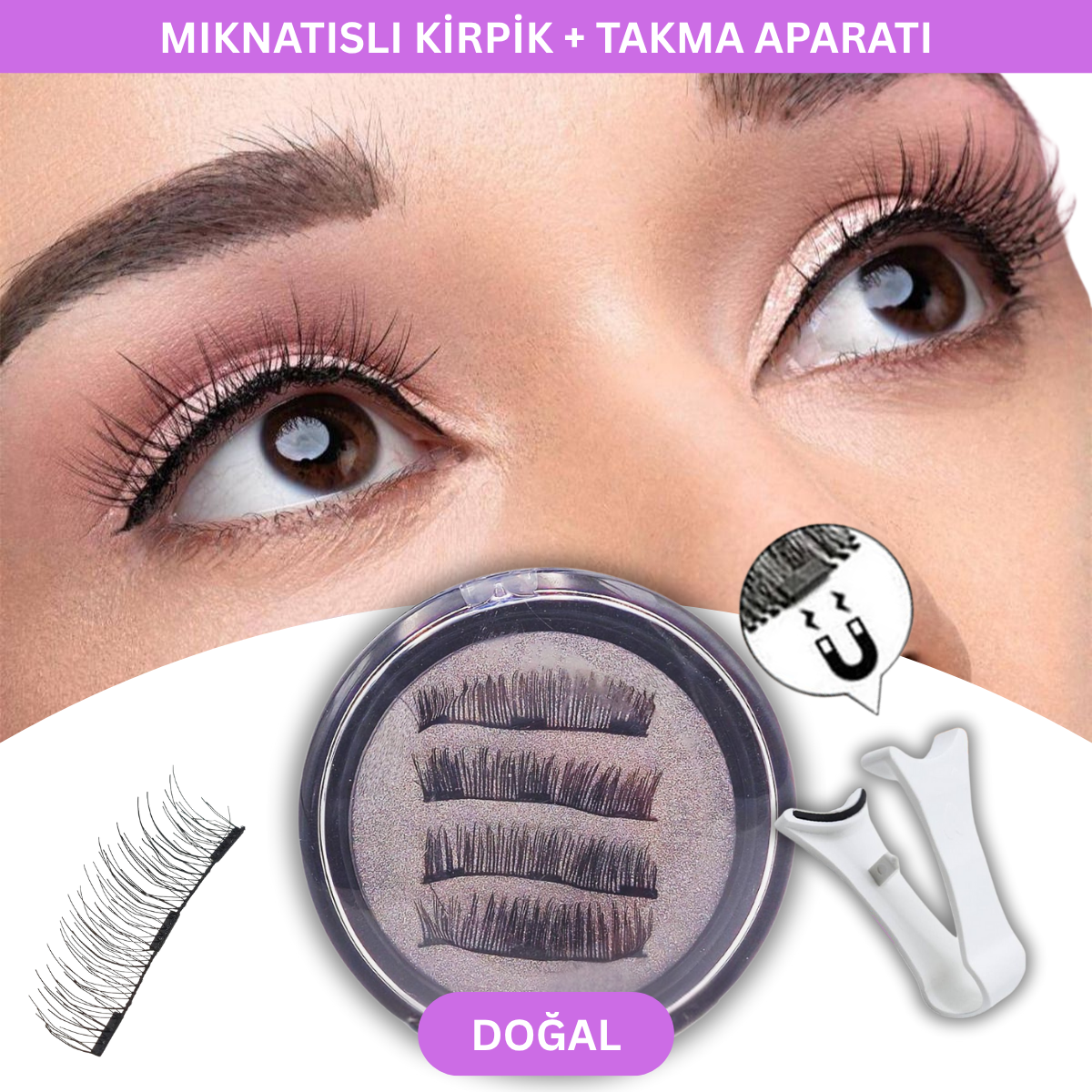 Kirpiklen™ Mıknatıslı Takma Kirpik Seti